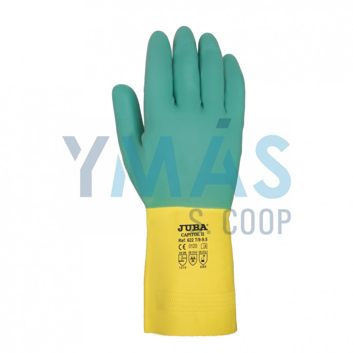GUANTE LATEX VERDE/AMARILLO T10