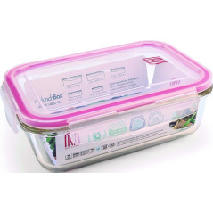 HERMETICO CRISTAL TAPA POLIPROPILENO RECTANGULAR 1200ML IRIS